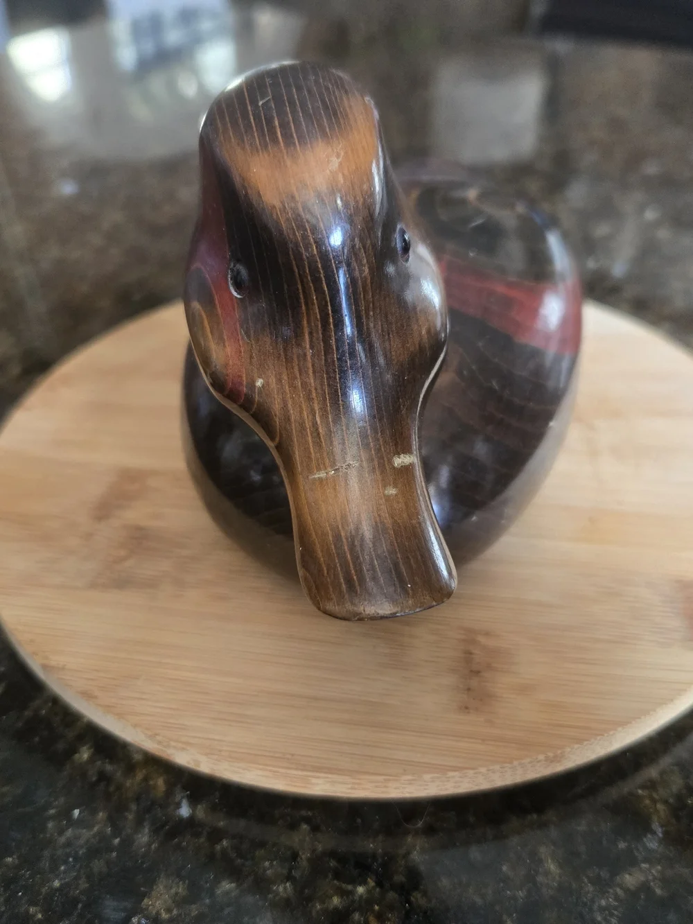 Bundy & Co Wooden Duck Decoy in Brown and Red
